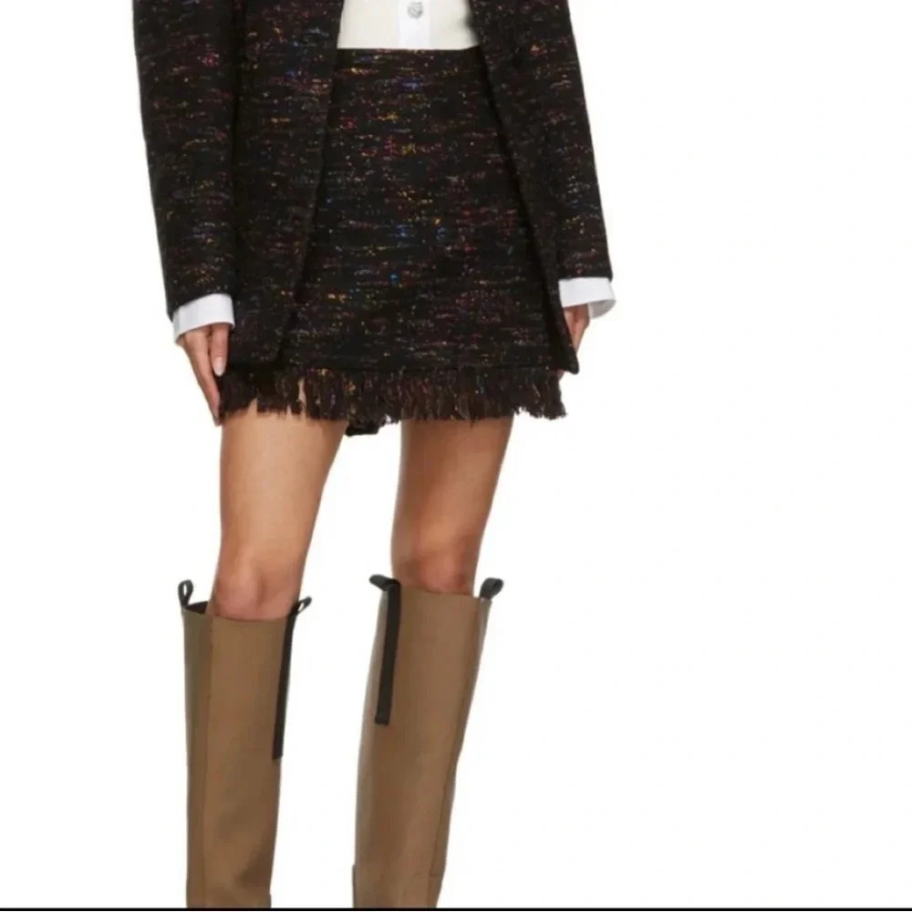 GANNI Rainbow Tweed Wool Fringe Mini Skirt | 34 | US 2 - Picture 3 of 13